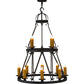 Meyda Lighting Lakeshore 36" 12-Light 2-Tier Antique Iron Gate Chandelier With Amber Faux Candlelight