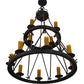 Meyda Lighting Lakeshore 36" 12-Light 2-Tier Antique Iron Gate Chandelier With Amber Faux Candlelight