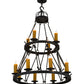 Meyda Lighting Lakeshore 36" 12-Light 2-Tier Antique Iron Gate Chandelier With Amber Faux Candlelight