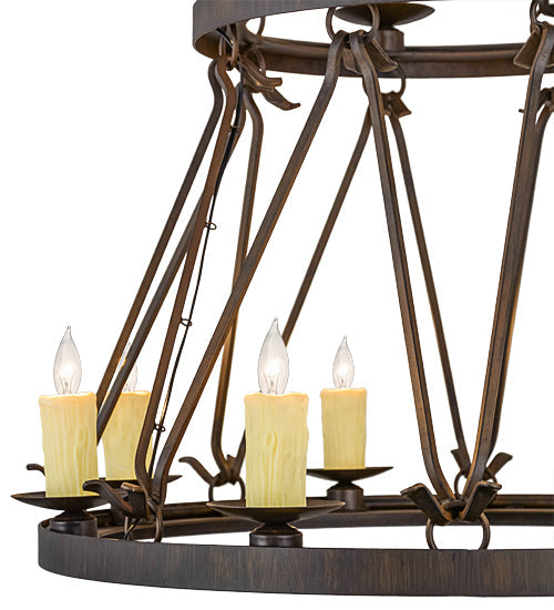 Meyda Lighting Lakeshore 36" 12-Light 2-Tier Classic Rust Chandelier With Ivory Faux Candlelight