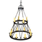 Meyda Lighting Lakeshore 36" 12-Light 2-Tier Old Wrought Iron Ceiling Chandelier With Ivory Faux Candlelight