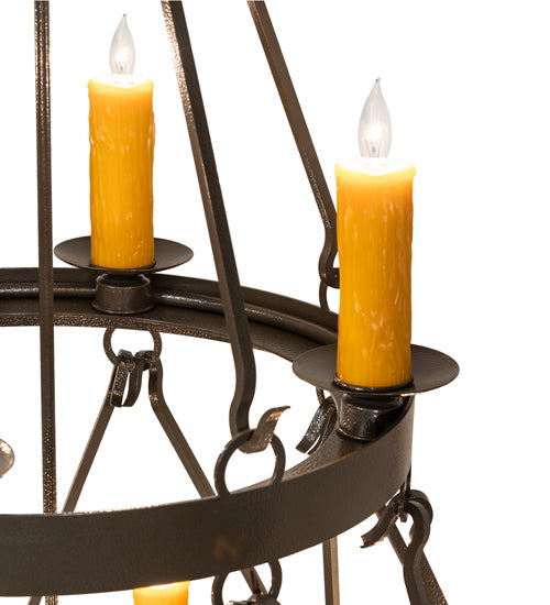 Meyda Lighting Lakeshore 36" 13-Light 2-Tier Timeless Bronze Vein Chandelier With Ivory Faux Candlelight