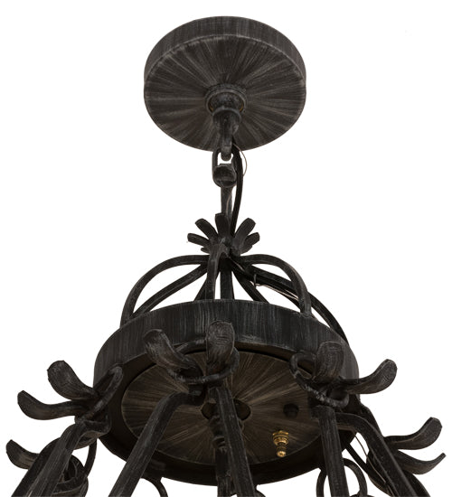 Meyda Lighting Lakeshore 36" 9-Light Antique Iron Gate Chandelier With Ivory Faux Candlelight