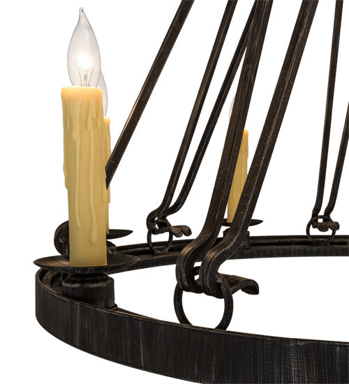 Meyda Lighting Lakeshore 36" 9-Light Antique Iron Gate Chandelier With Ivory Faux Candlelight
