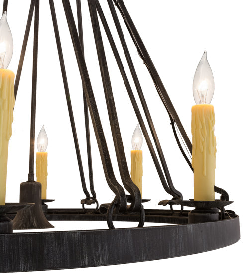 Meyda Lighting Lakeshore 36" 9-Light Antique Iron Gate Chandelier With Ivory Faux Candlelight