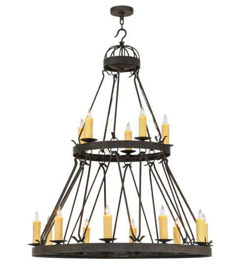 Meyda Lighting Lakeshore 48" 15-Light 2-Tier Coffee Bean Chandelier With Ivory Faux Candlelight