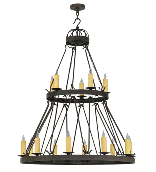 Meyda Lighting Lakeshore 48" 15-Light 2-Tier Coffee Bean Chandelier With Ivory Faux Candlelight