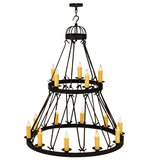 Meyda Lighting Lakeshore 48" 15-Light 2-Tier Coffee Bean Chandelier With Ivory Faux Candlelight