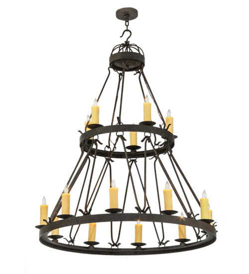 Meyda Lighting Lakeshore 48" 15-Light 2-Tier Coffee Bean Chandelier With Ivory Faux Candlelight