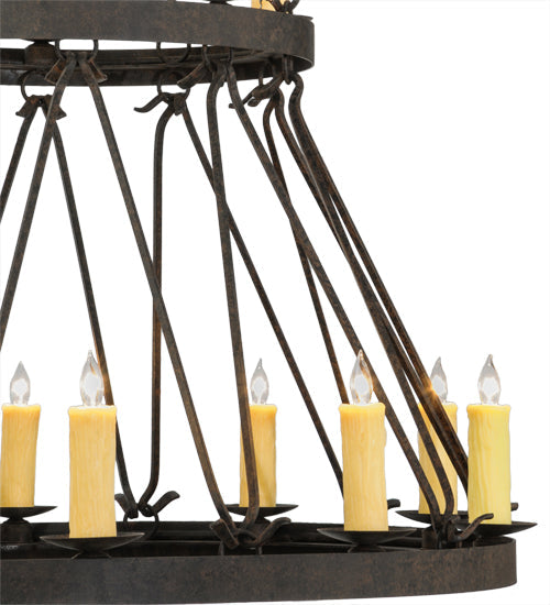 Meyda Lighting Lakeshore 48" 15-Light 2-Tier Coffee Bean Chandelier With Ivory Faux Candlelight