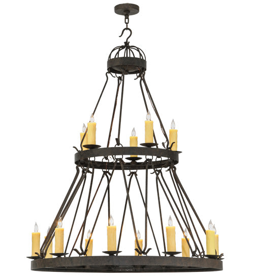 Meyda Lighting Lakeshore 48" 15-Light 2-Tier Coffee Bean Chandelier With Ivory Faux Candlelight