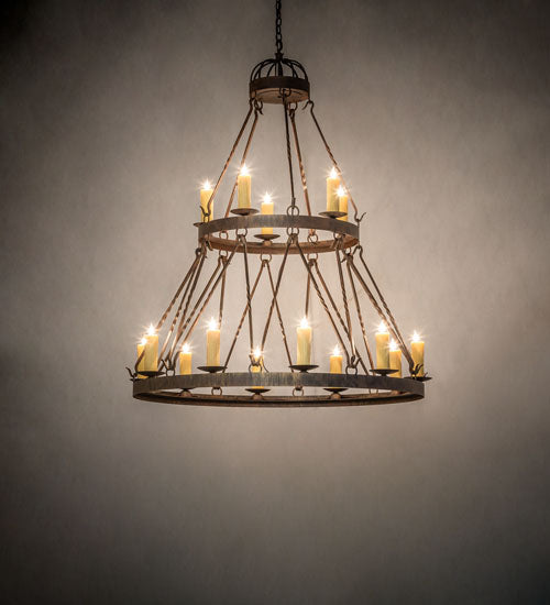 Meyda Lighting Lakeshore 48" 15-Light 2-Tier Cortez Gold Chandelier With Ivory Faux Candlelight