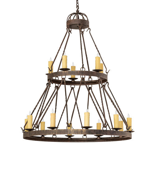 Meyda Lighting Lakeshore 48" 15-Light 2-Tier Cortez Gold Chandelier With Ivory Faux Candlelight