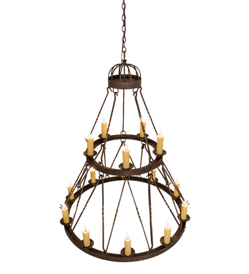 Meyda Lighting Lakeshore 48" 15-Light 2-Tier Cortez Gold Chandelier With Ivory Faux Candlelight