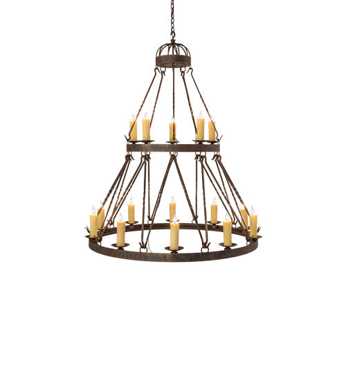 Meyda Lighting Lakeshore 48" 15-Light 2-Tier Cortez Gold Chandelier With Ivory Faux Candlelight