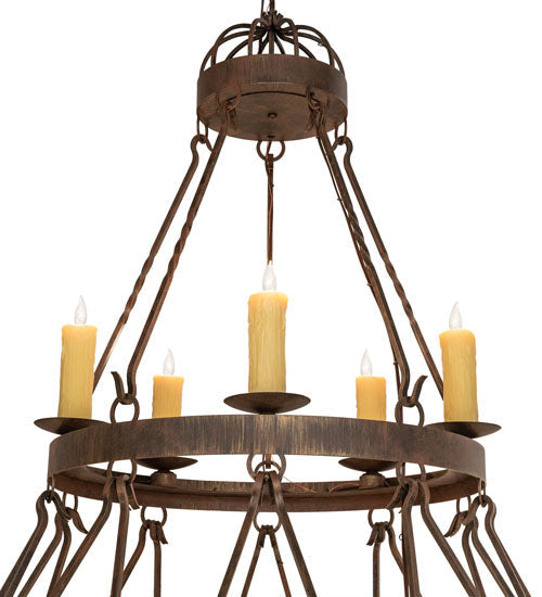 Meyda Lighting Lakeshore 48" 15-Light 2-Tier Cortez Gold Chandelier With Ivory Faux Candlelight