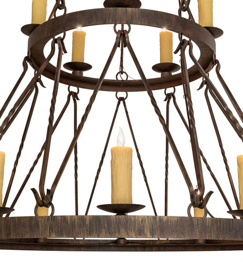 Meyda Lighting Lakeshore 48" 15-Light 2-Tier Cortez Gold Chandelier With Ivory Faux Candlelight