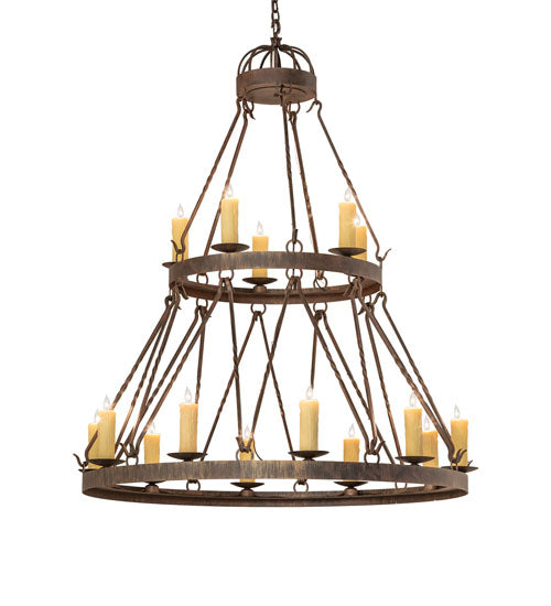 Meyda Lighting Lakeshore 48" 15-Light 2-Tier Cortez Gold Chandelier With Ivory Faux Candlelight