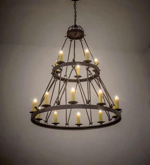Meyda Lighting Lakeshore 48" 15-Light 2-Tier Gilded Tobacco Chandelier With Ivory Faux Candlelight