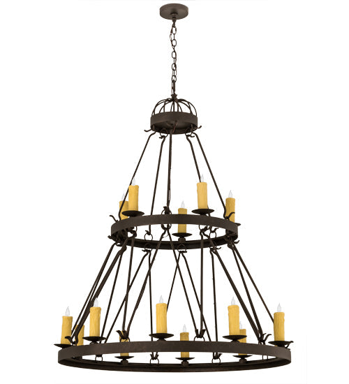 Meyda Lighting Lakeshore 48" 15-Light 2-Tier Gilded Tobacco Chandelier With Ivory Faux Candlelight
