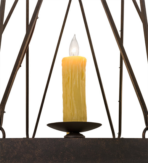 Meyda Lighting Lakeshore 48" 15-Light 2-Tier Gilded Tobacco Chandelier With Ivory Faux Candlelight