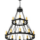 Meyda Lighting Lakeshore 48" 15-Light Satin Black Wrought Chandelier With Ivory Faux Candlelight