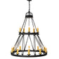 Meyda Lighting Lakeshore 48" 15-Light Satin Black Wrought Chandelier With Ivory Faux Candlelight
