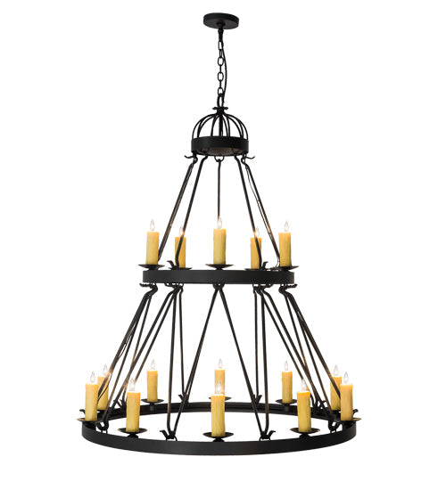 Meyda Lighting Lakeshore 48" 15-Light Satin Black Wrought Chandelier With Ivory Faux Candlelight