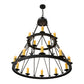 Meyda Lighting Lakeshore 48" 15-Light Satin Black Wrought Chandelier With Ivory Faux Candlelight
