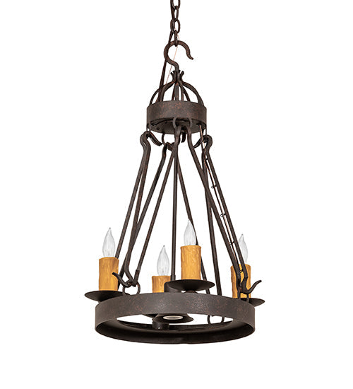 Meyda Lighting Lakeshore 48" 5-Light Cajun Spice Chandelier With Amber Faux Candlelight