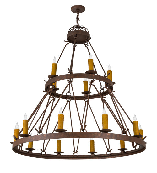 Meyda Lighting Lakeshore 54" 15-Light 2-Tier Antique Rust Chandelier With Amber Faux Candlelight