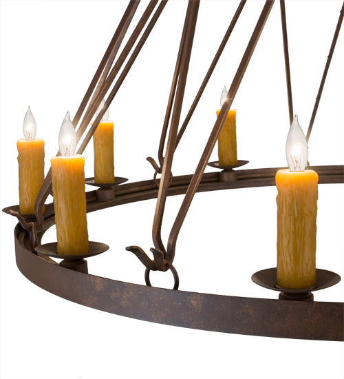 Meyda Lighting Lakeshore 54" 15-Light 2-Tier Antique Rust Chandelier With Amber Faux Candlelight