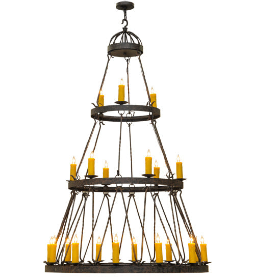 Meyda Lighting Lakeshore 54" 21-Light 3-Tier Coffee Bean Chandelier With Amber Faux Candlelight