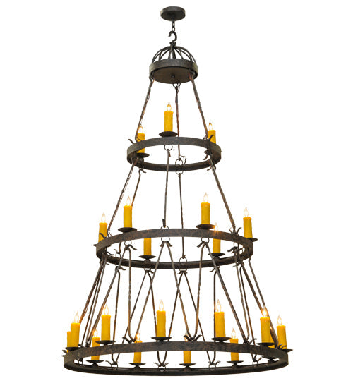 Meyda Lighting Lakeshore 54" 21-Light 3-Tier Coffee Bean Chandelier With Amber Faux Candlelight