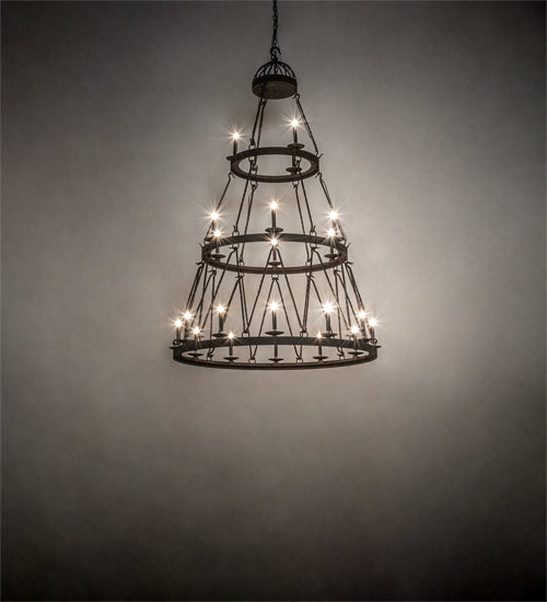 Meyda Lighting Lakeshore 54" 21-Light 3-Tier Distressed Chestnut Chandelier