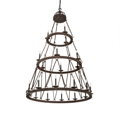 Meyda Lighting Lakeshore 54" 21-Light 3-Tier Distressed Chestnut Chandelier