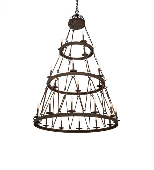 Meyda Lighting Lakeshore 54" 21-Light 3-Tier Distressed Chestnut Chandelier