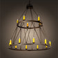 Meyda Lighting Lakeshore 62" 15-Light 2-Tier Wrought Iron Chandelier With Amber Faux Candlelight