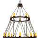Meyda Lighting Lakeshore 62" 15-Light 2-Tier Wrought Iron Chandelier With Amber Faux Candlelight
