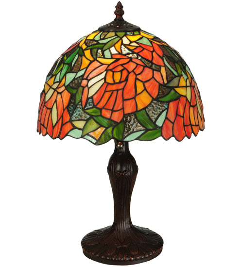 Meyda Lighting Lamella 18" Mahogany Bronze Accent Table Lamp With Multi-Colored Shade Glass