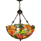 Meyda Lighting Lamella 20" 3-Light Mahogany Bronze Inverted Pendant Light With Multi-Colored Shade Glass