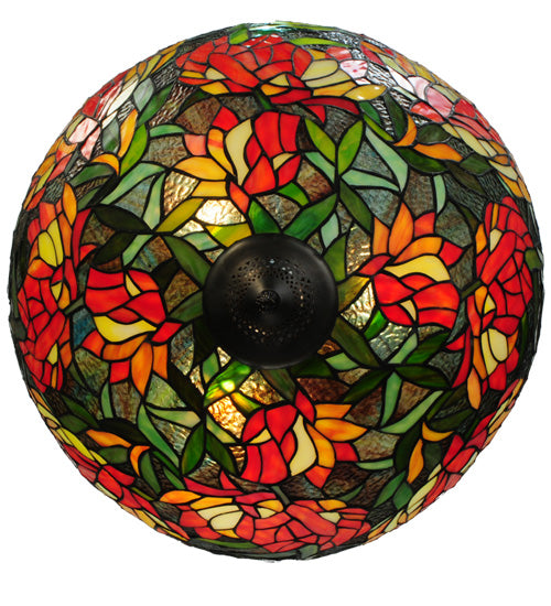 Meyda Lighting Lamella 20" 3-Light Mahogany Bronze Inverted Pendant Light With Multi-Colored Shade Glass