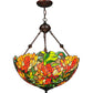 Meyda Lighting Lamella 20" 3-Light Mahogany Bronze Inverted Pendant Light With Multi-Colored Shade Glass