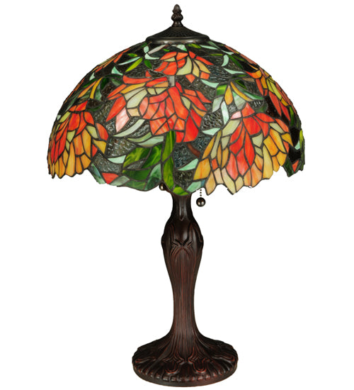 Meyda Lighting Lamella 23" 2-Light Mahogany Bronze Table Lamp With Multi-Colored Shade Glass