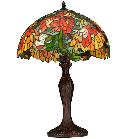 Meyda Lighting Lamella 23" 2-Light Mahogany Bronze Table Lamp With Multi-Colored Shade Glass