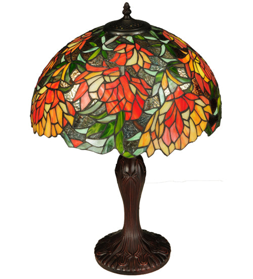 Meyda Lighting Lamella 23" 2-Light Mahogany Bronze Table Lamp With Multi-Colored Shade Glass