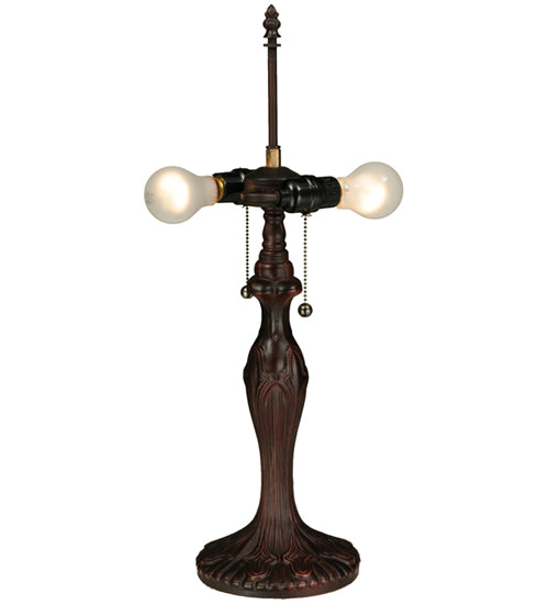 Meyda Lighting Lamella 23" 2-Light Mahogany Bronze Table Lamp With Multi-Colored Shade Glass