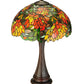 Meyda Lighting Lamella 25" 2-Light Mahogany Bronze Table Lamp With Green and Coral Shade Glass