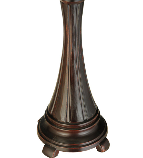 Meyda Lighting Lamella 25" 2-Light Mahogany Bronze Table Lamp With Green and Coral Shade Glass