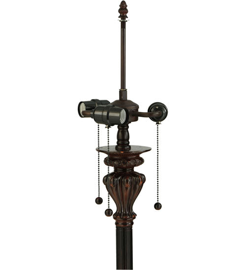 Meyda Lighting Lamella 66" 3-Light Mahogany Bronze Floor Lamp With Multi-Colored Shade Glass